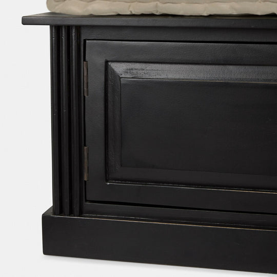 Meuble d'entrée LOBERON Eldwin en bois noir avec banquette crème — photo produit