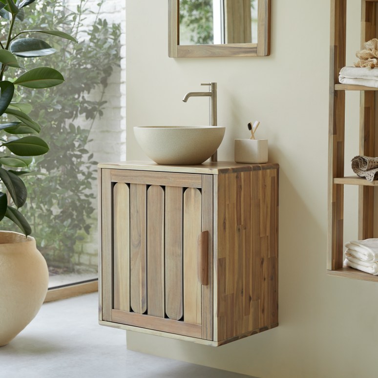 Meuble de Salle de Bain TIKAMOON Lila en bois d'acacia 60 cm — photo produit