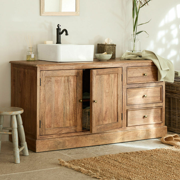 Meuble vasque LOBERON Dorchester marron et blanc