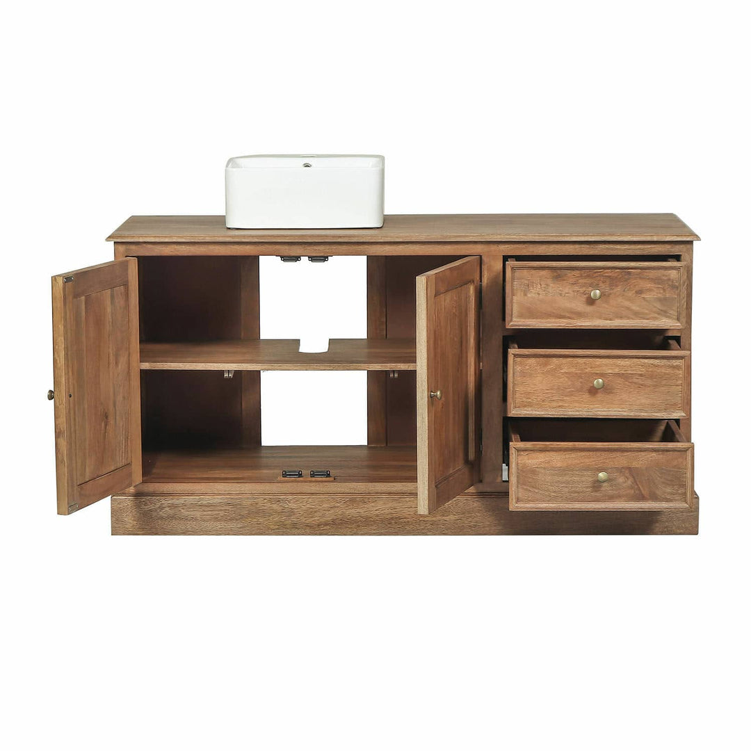 Meuble vasque LOBERON Dorchester marron et blanc — photo produit