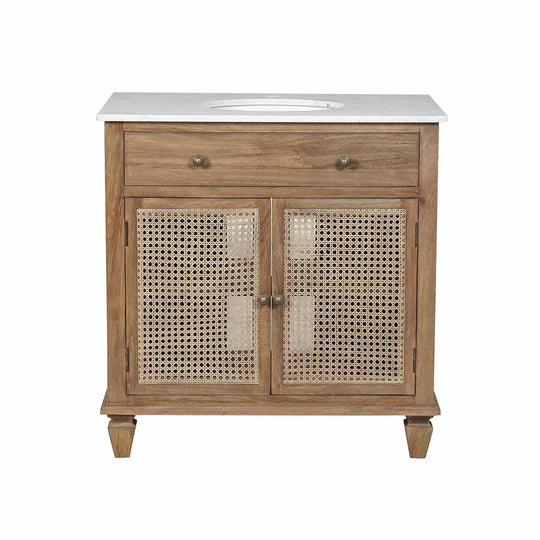 Meuble vasque LOBERON Emyl en mindi et cannage — photo produit