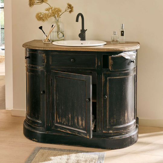 Meuble et vasque Louisina LOBERON noir vieilli marron — photo produit