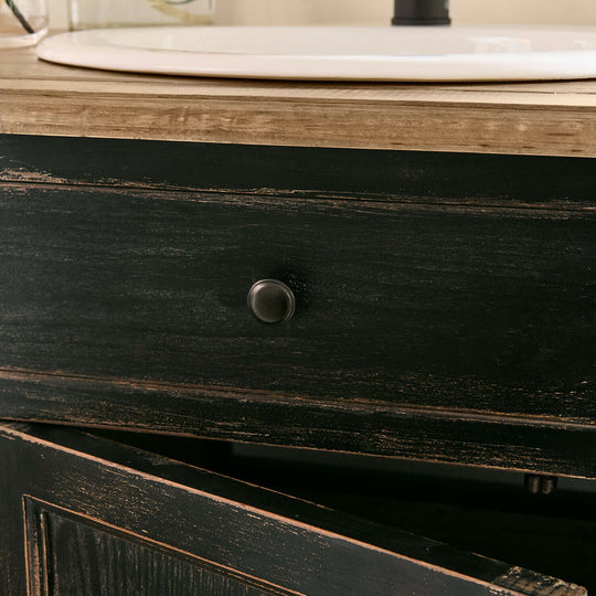 Meuble et vasque Louisina LOBERON noir vieilli marron — photo produit