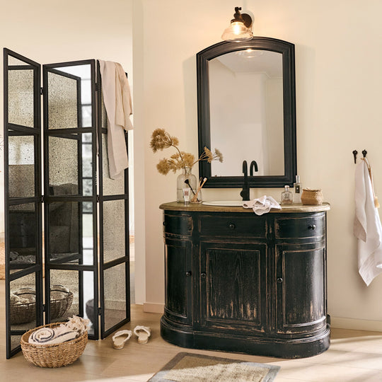 Meuble et vasque Louisina LOBERON noir vieilli marron — photo produit