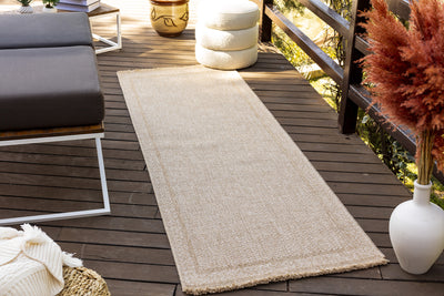 Tapis d'Extérieur/Intérieur Aspect Jute Beige/Noir  Trenton