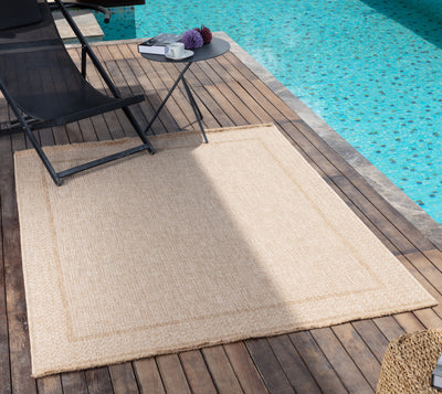Tapis d'Extérieur/Intérieur Aspect Jute Beige/Noir  Trenton