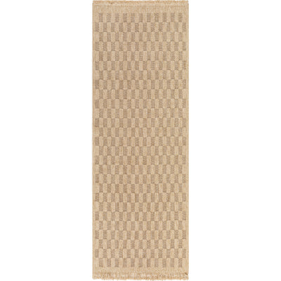 Tapis d'Extérieur/Intérieur à Carreaux Aspect Jute Beige Lexington