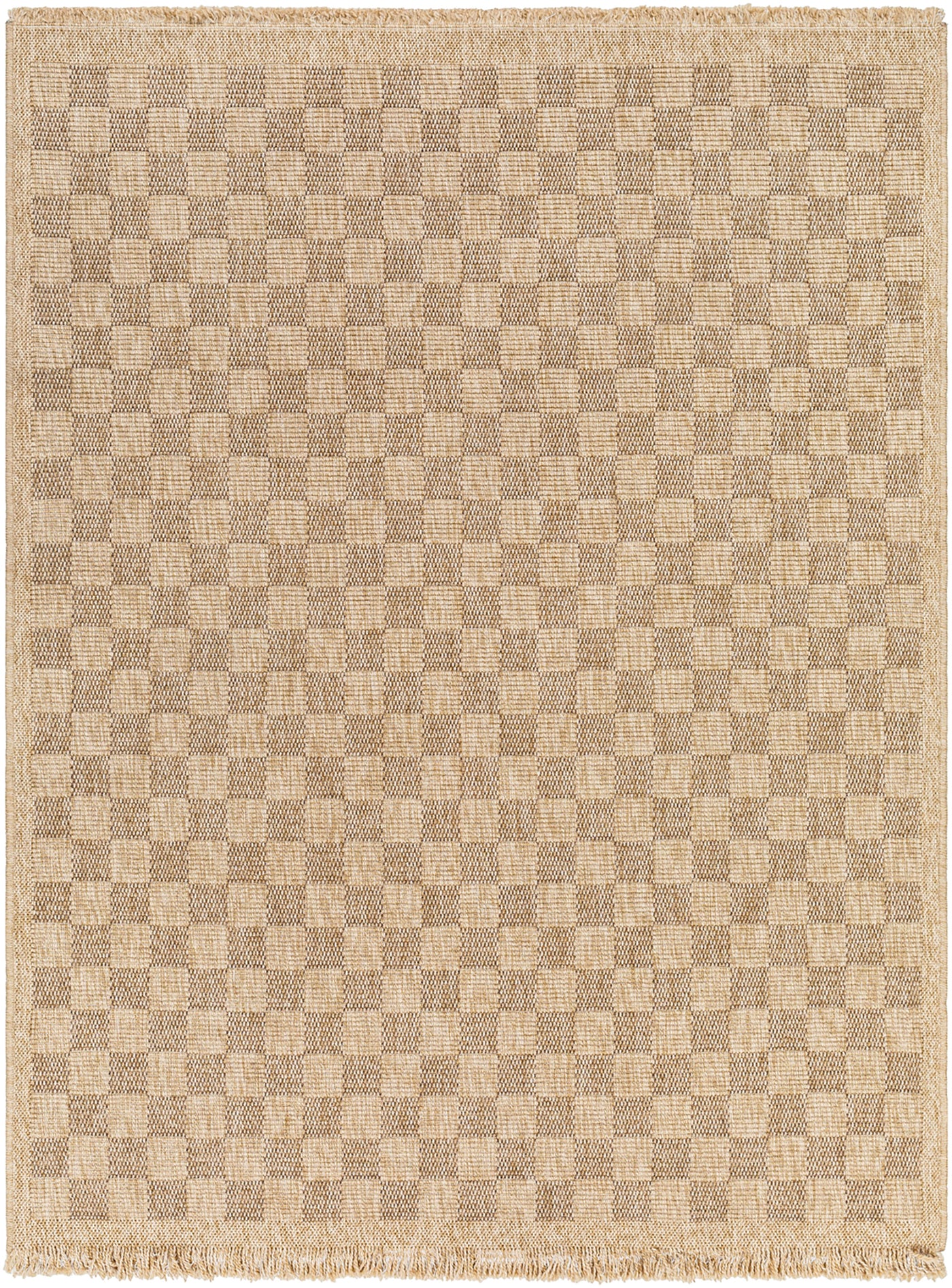 Tapis d'Extérieur/Intérieur à Carreaux Aspect Jute Beige Lexington