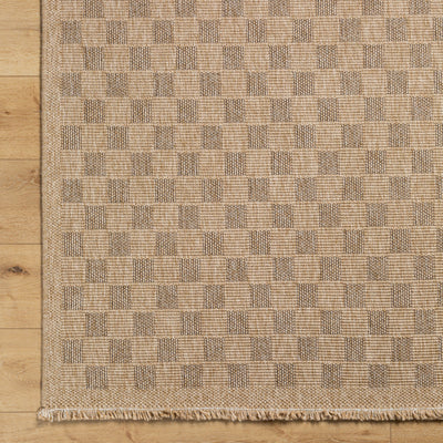 Tapis d'Extérieur/Intérieur à Carreaux Aspect Jute Beige Lexington