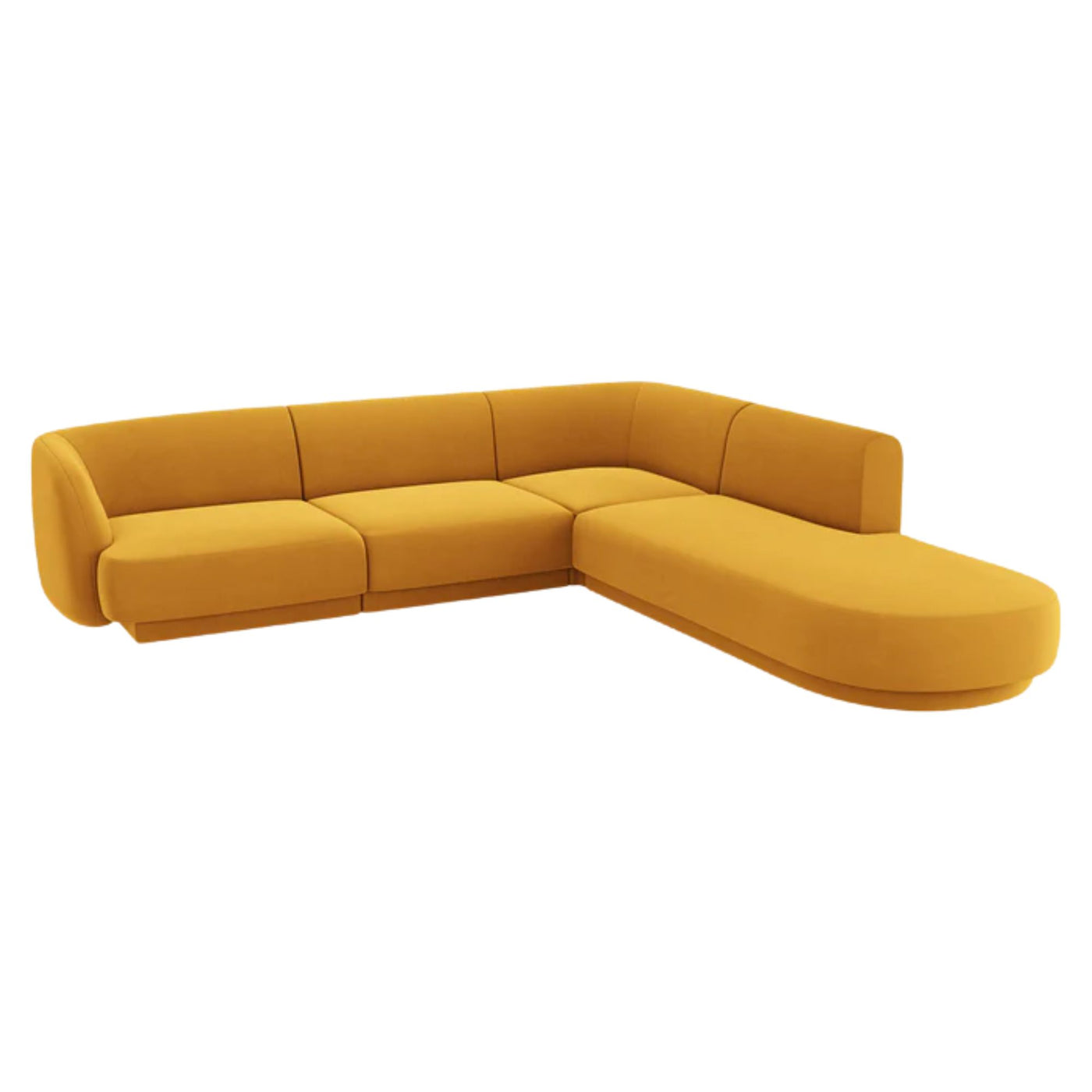 Canapé MICADONI Miley 6 places avec Pouf et Fauteuil en Velours Jaune Moutarde