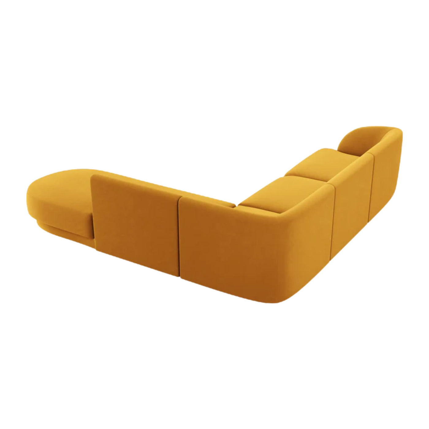 Canapé MICADONI Miley 6 places avec Pouf et Fauteuil en Velours Jaune Moutarde