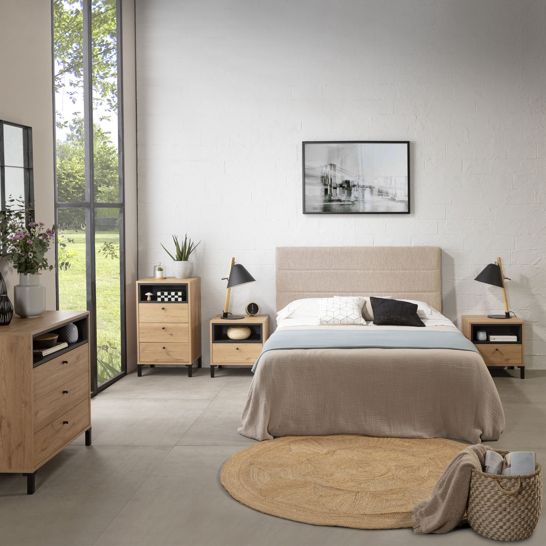 Tête de lit tapissée 160x60 cm couleur beige, 8 cm d'épaisseur