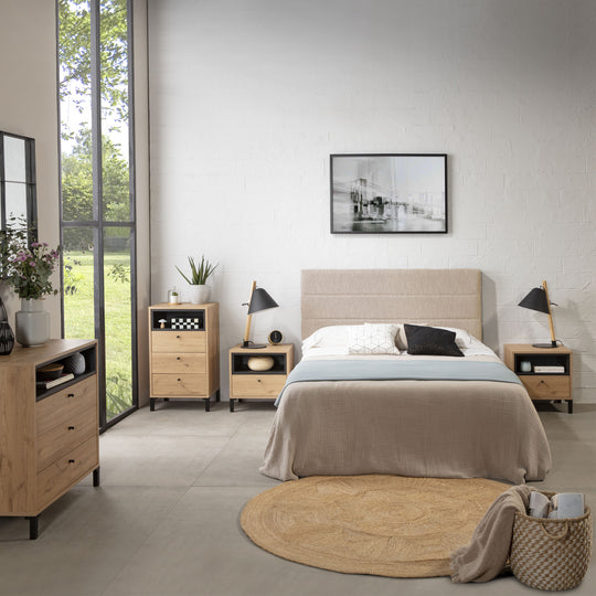 Tête de lit tapissée 160x60 cm couleur beige, 8 cm d'épaisseur