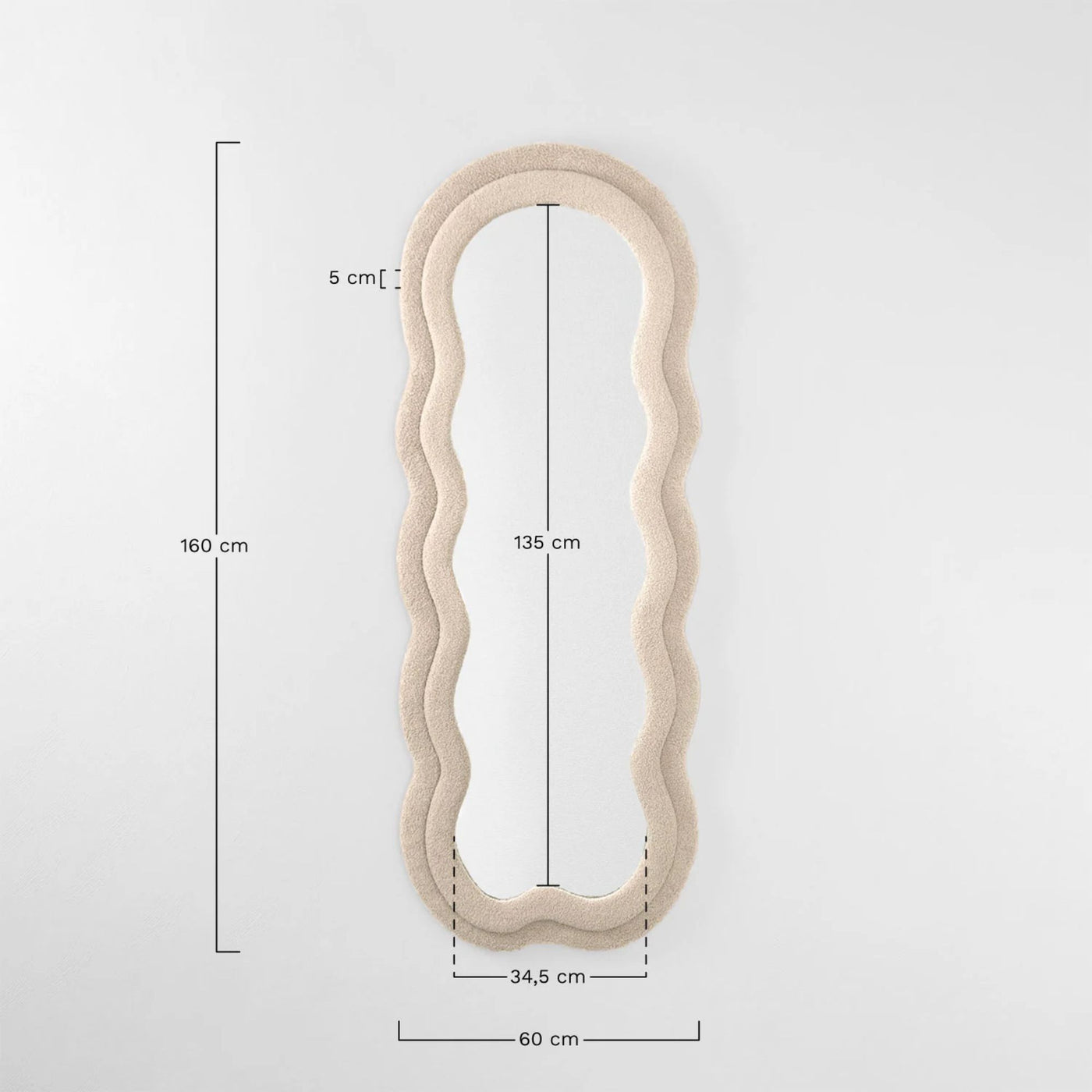 Miroir mural SKLUM Evelyn 60x160 cm tapissé Blanc