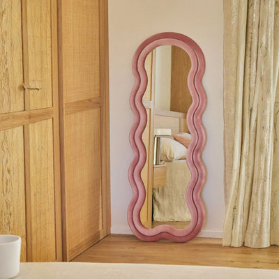 Miroir mural SKLUM Evelyn 60x160 cm tapissé Rose