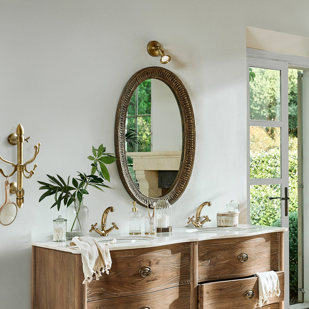 Miroir LOBERON Boissiére ovale en bois doré vieilli — photo produit
