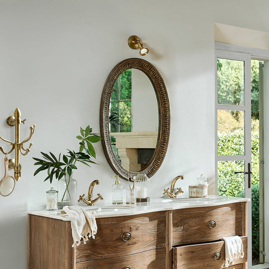 Miroir LOBERON Boissiére ovale en bois doré vieilli — photo produit