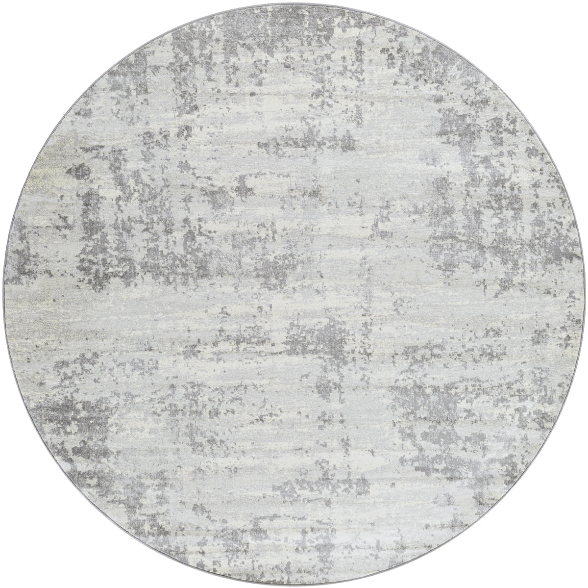Tapis rond SURYA Dali moderne, motif abstrait gris argenté sur fond ivoire, vue 2