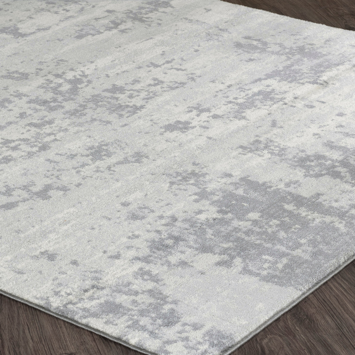 Tapis rond SURYA Dali moderne, motif abstrait gris argenté sur fond ivoire, vue 6