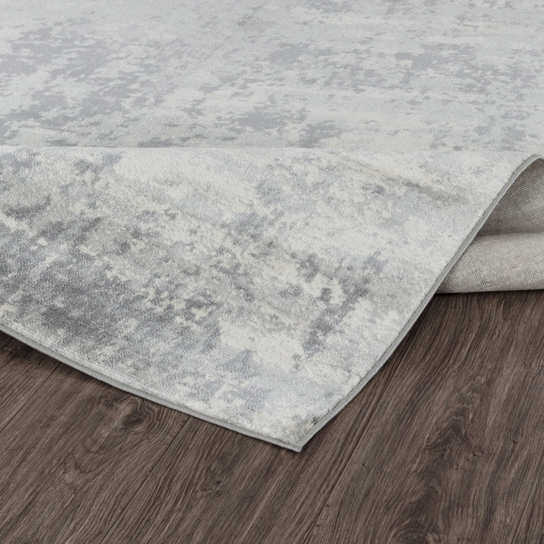 Tapis Rond Abstrait Moderne Gris/Ivoire Rond Dali