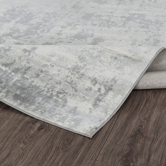 Tapis Rond Abstrait Moderne Gris/Ivoire Rond Dali