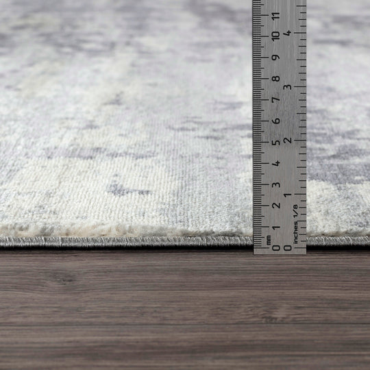Tapis Rond Abstrait Moderne Gris/Ivoire Rond Dali