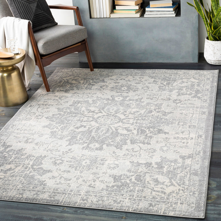 Tapis Surya Sage vintage oriental gris ivoire