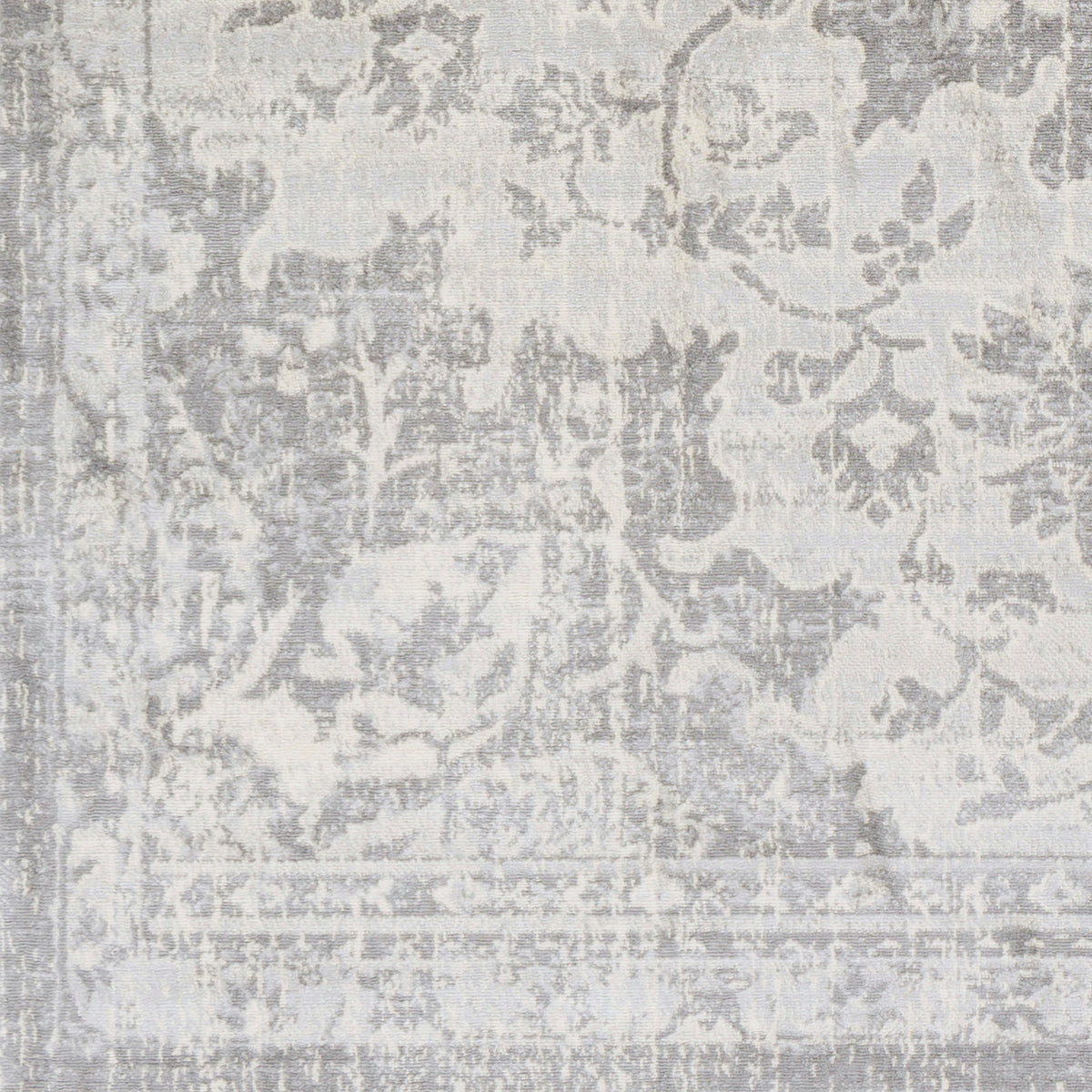 Tapis Surya Sage vintage oriental, motif médaillon délavé gris argenté et ivoire, vue 7