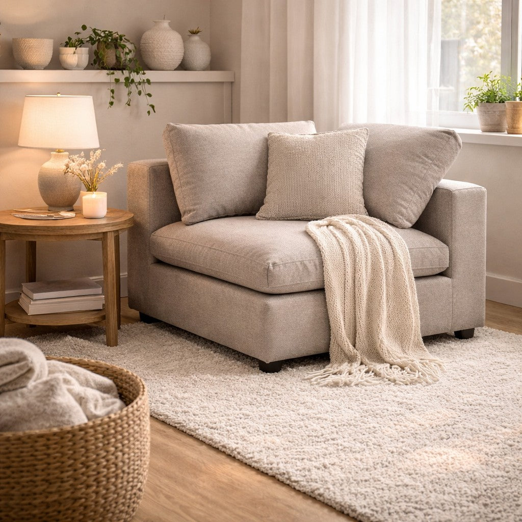 Module d'angle droit JYSK Lyby en tissu sable