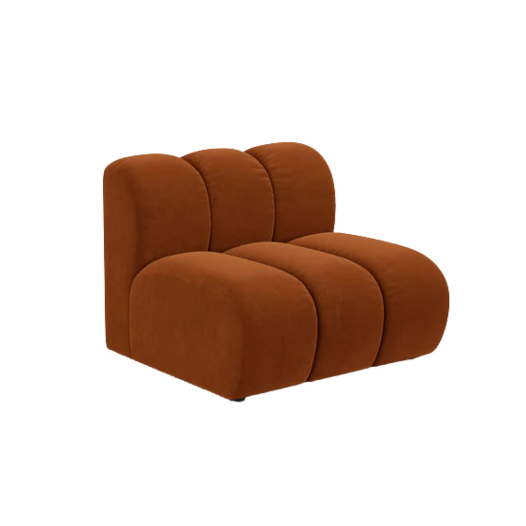 Canapé d'angle et fauteuil MICADONI Lupine 8 places en velours Terracotta