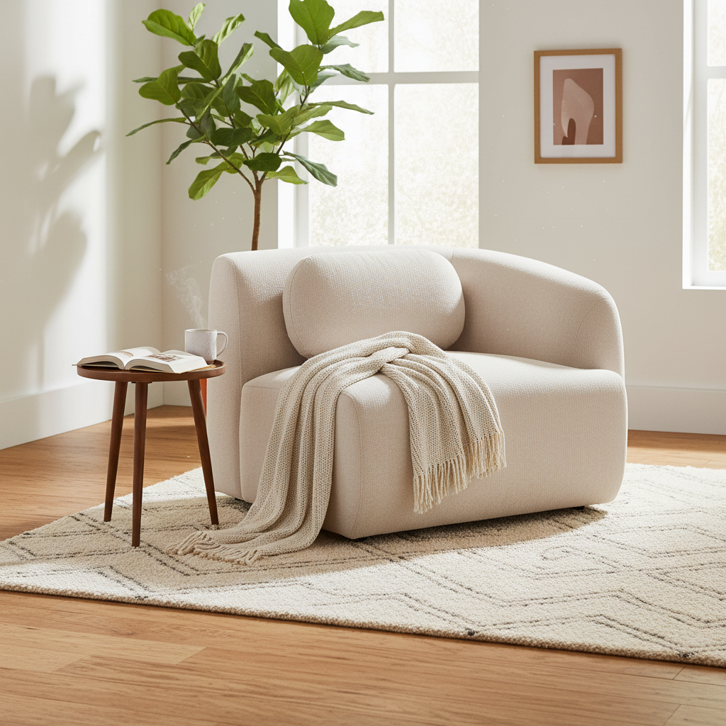 Module d'angle droit SKLUM Coquette en chenille beige crème