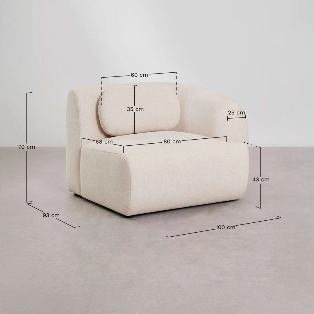 Module d'angle droit SKLUM Coquette en chenille beige crème