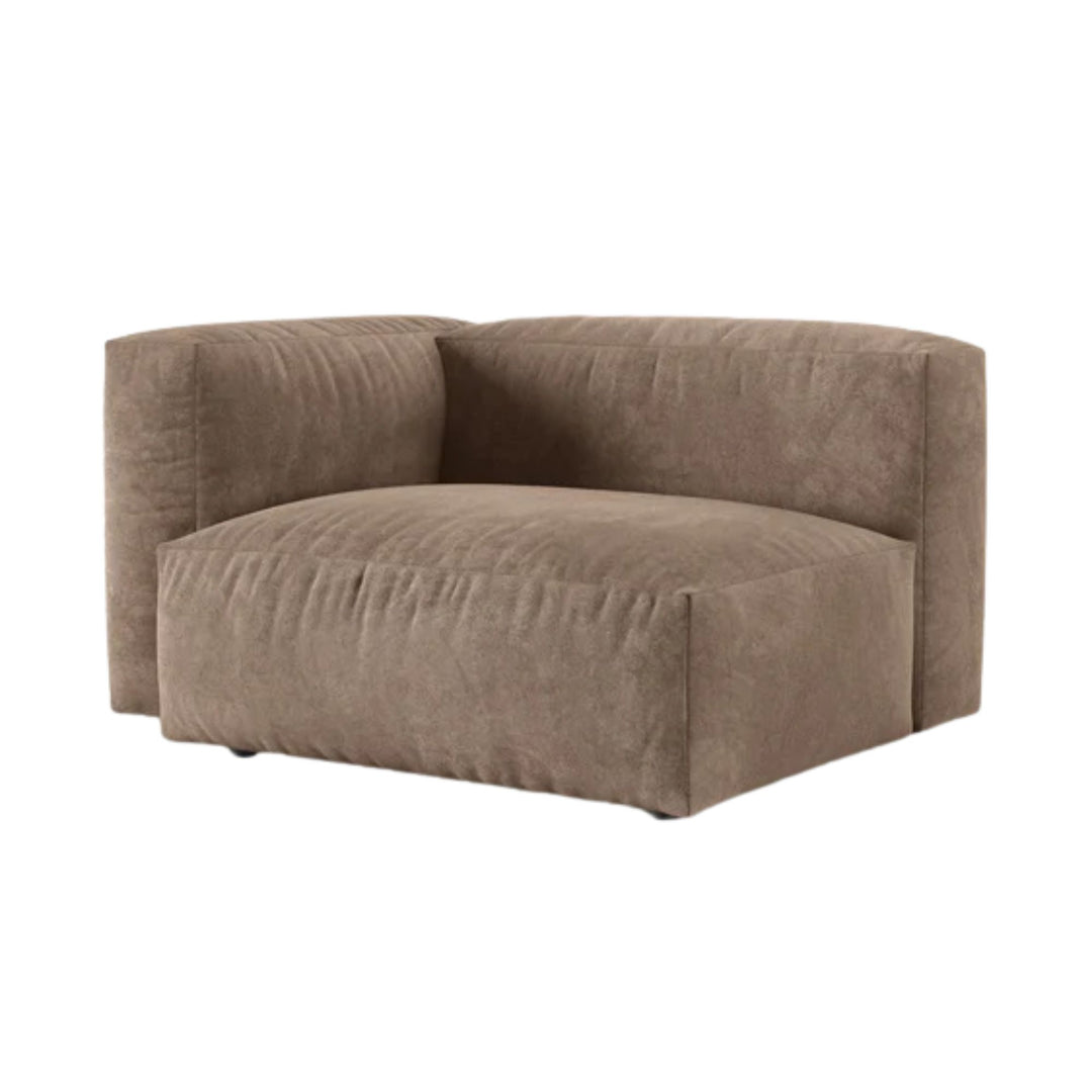 Module d'angle gauche MICADONI Martina velours beige foncé