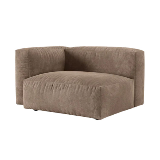 Module d'angle gauche MICADONI Martina velours beige foncé