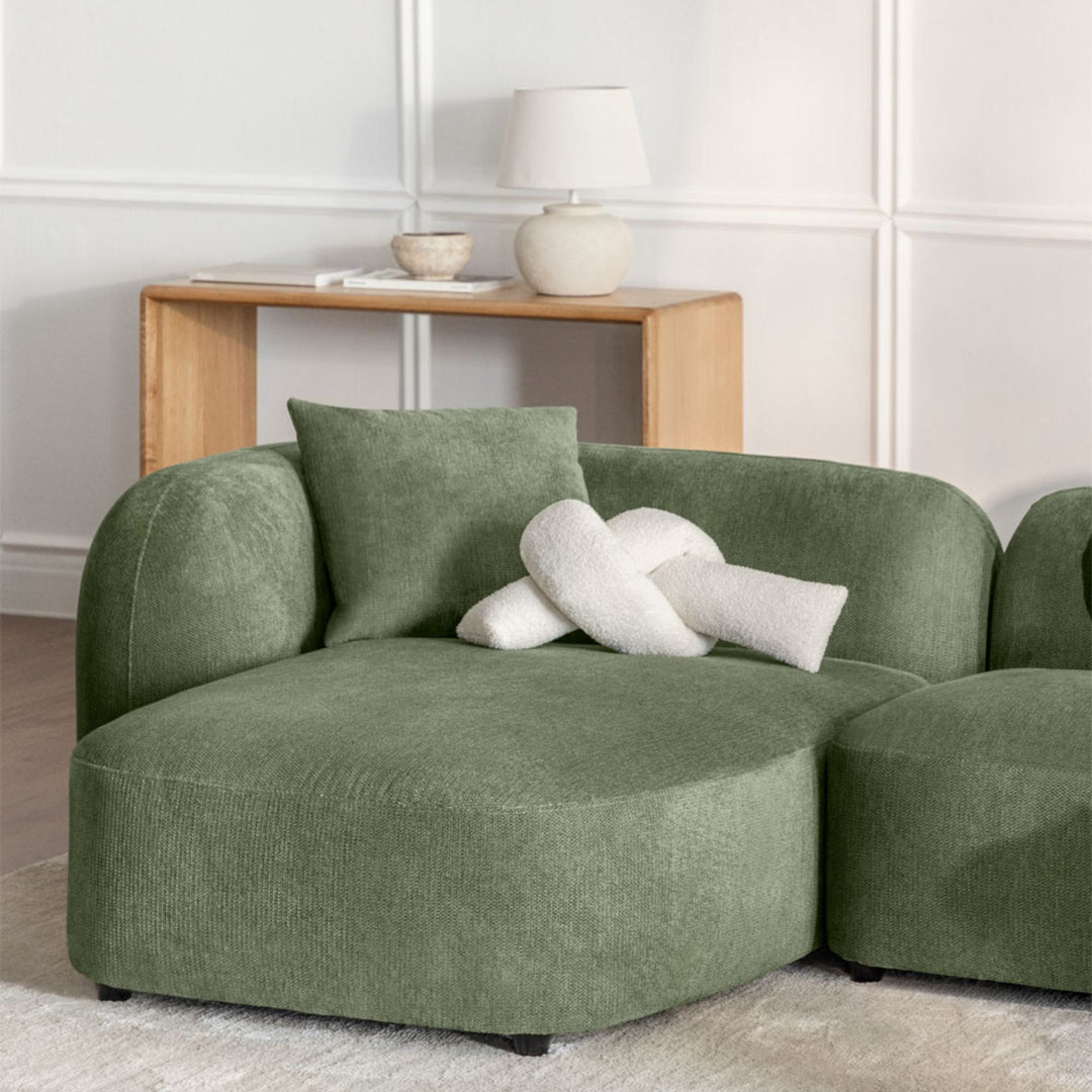 Méridienne gauche SKLUM Coco en tissu chenille vert sauge