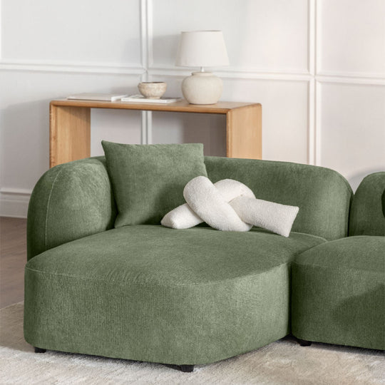 Méridienne gauche SKLUM Coco en tissu chenille vert sauge