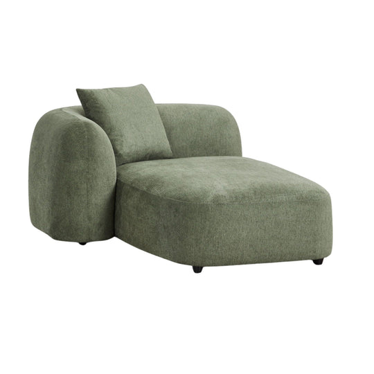 Méridienne gauche SKLUM Coco en tissu chenille vert sauge