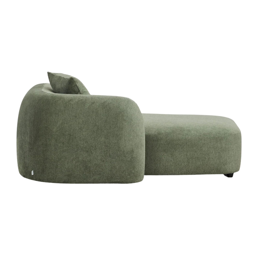 Méridienne gauche SKLUM Coco en tissu chenille vert sauge