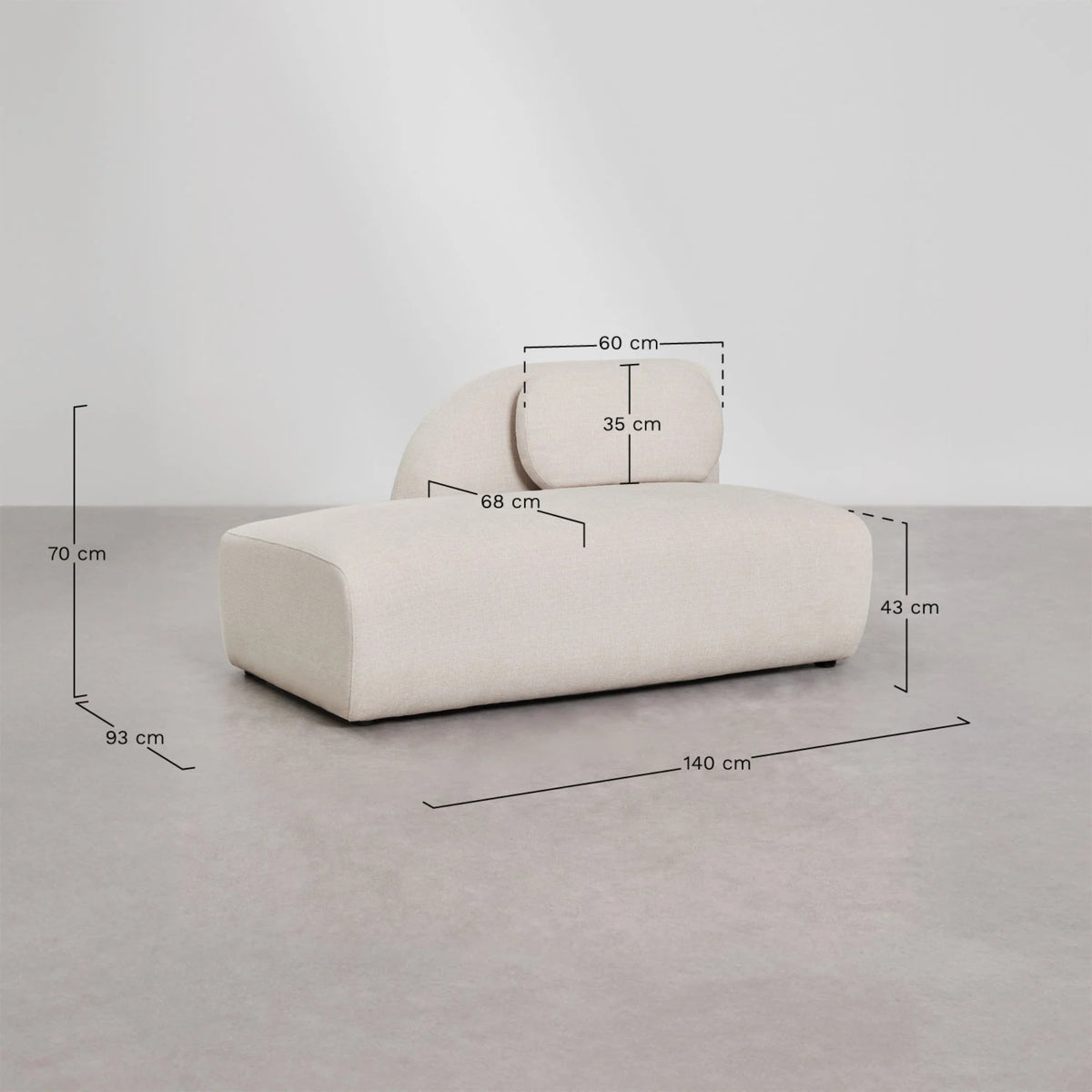 Module méridienne gauche SKLUM Coquette en tissu chenille beige