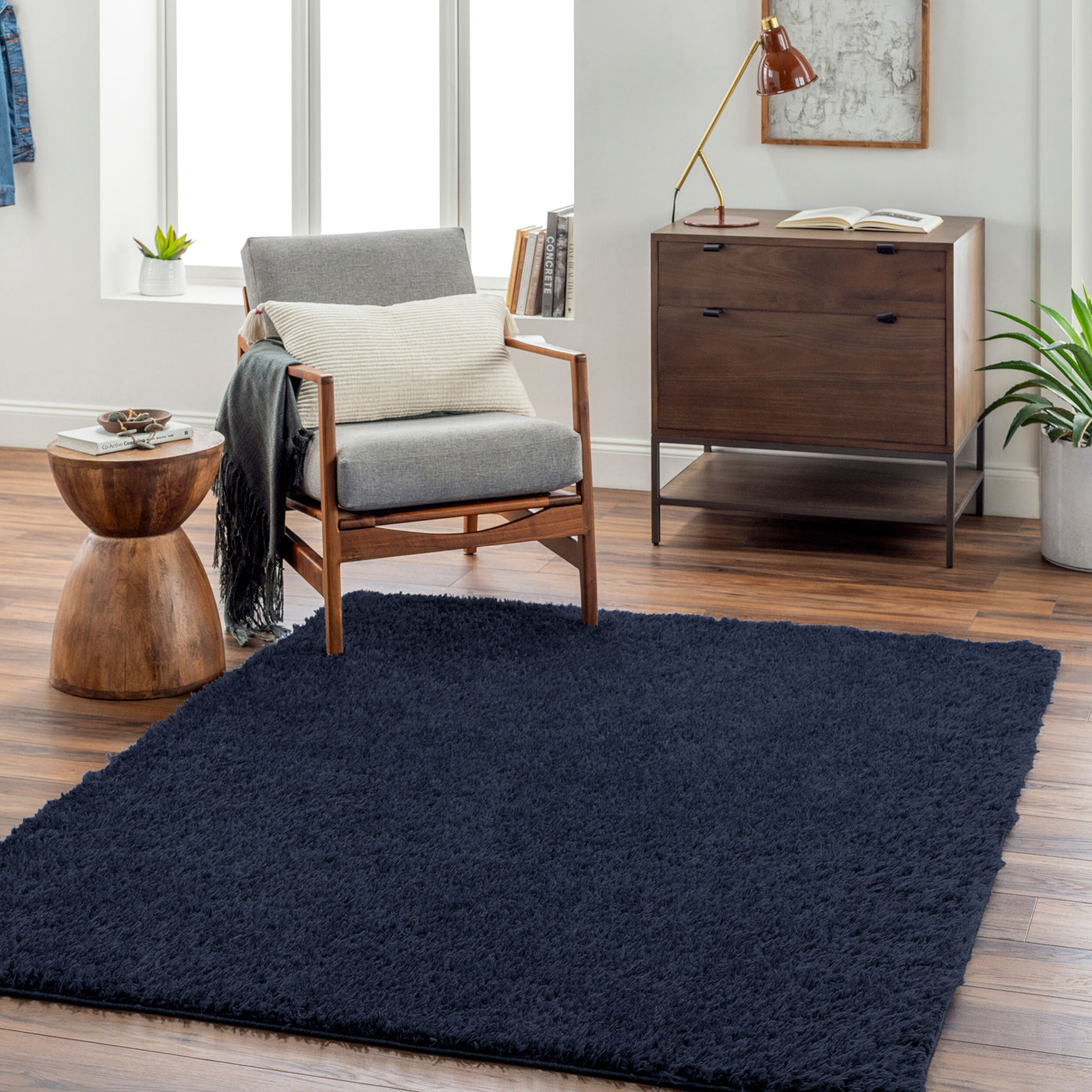 Tapis Shaggy Moderne Bleu Foncé Dadu