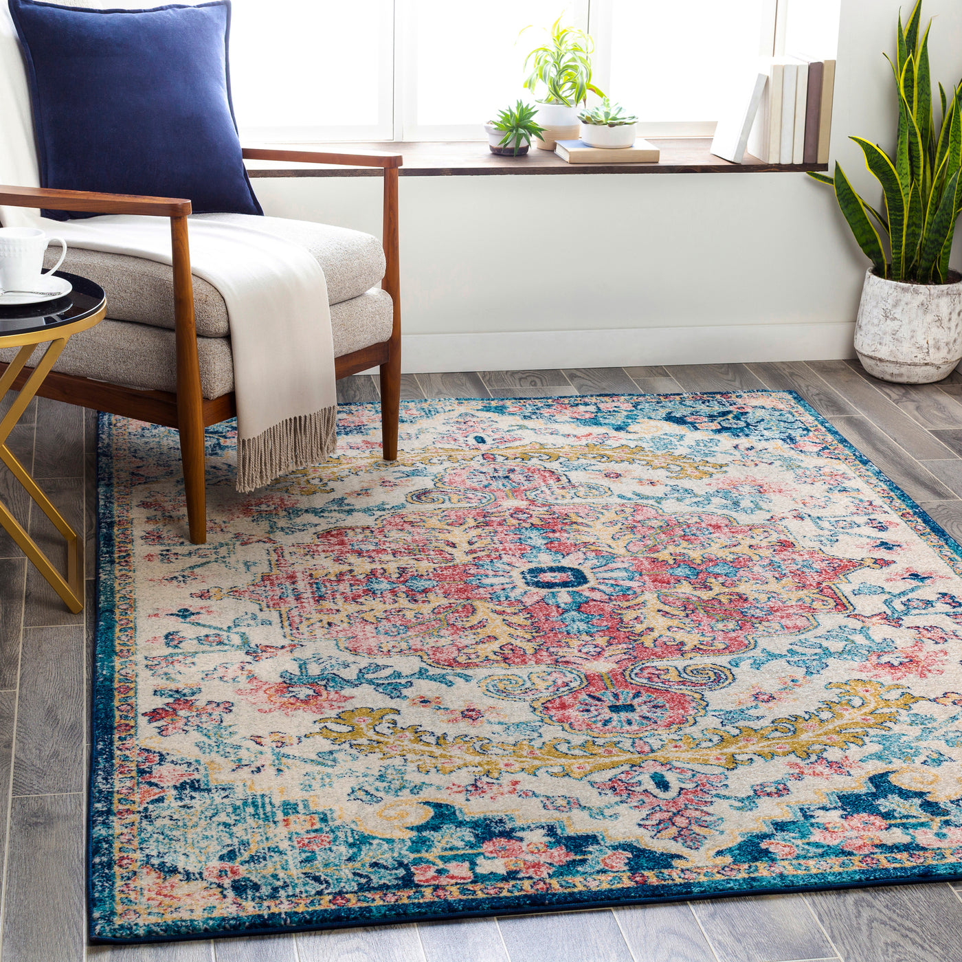 Tapis Vintage Oriental Bleu/Rouge