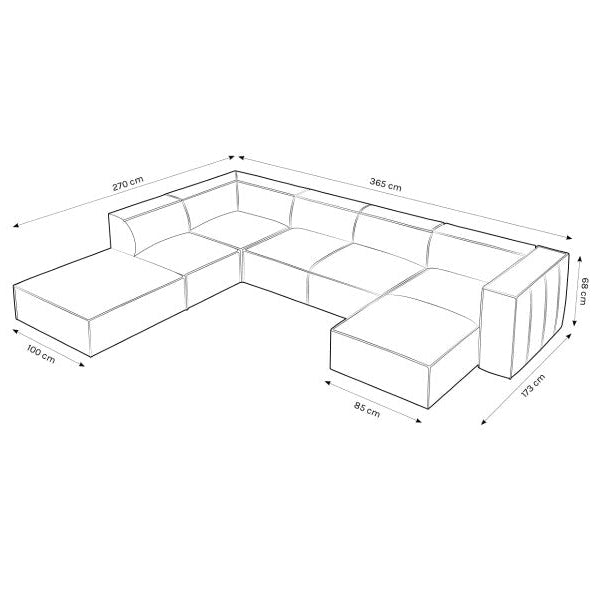 Canapé panoramique en cuir 7 places AGAWA- Micadoni