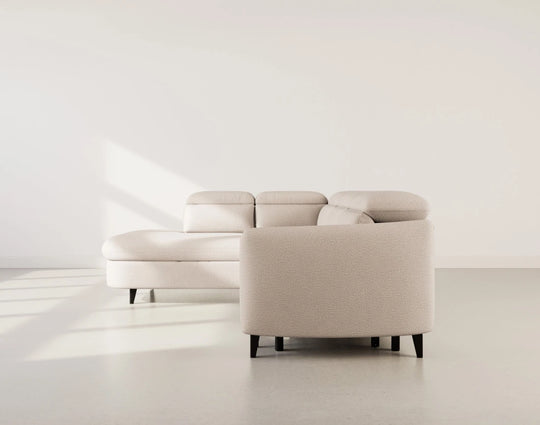 Canapé d'angle gauche convertible BEST MOBILIER Opaline avec têtières et coffre en tissu texturé beige