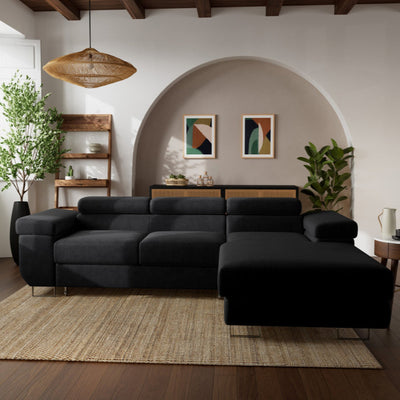 Canapé d’angle 6 places noir Pablo Bestmobilier - Léger défaut