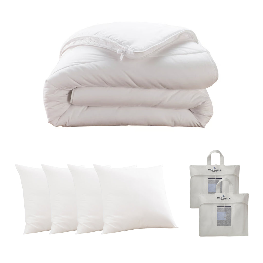 Pack literie DROUAULT Couette 4 saisons, oreillers & protège-oreillers