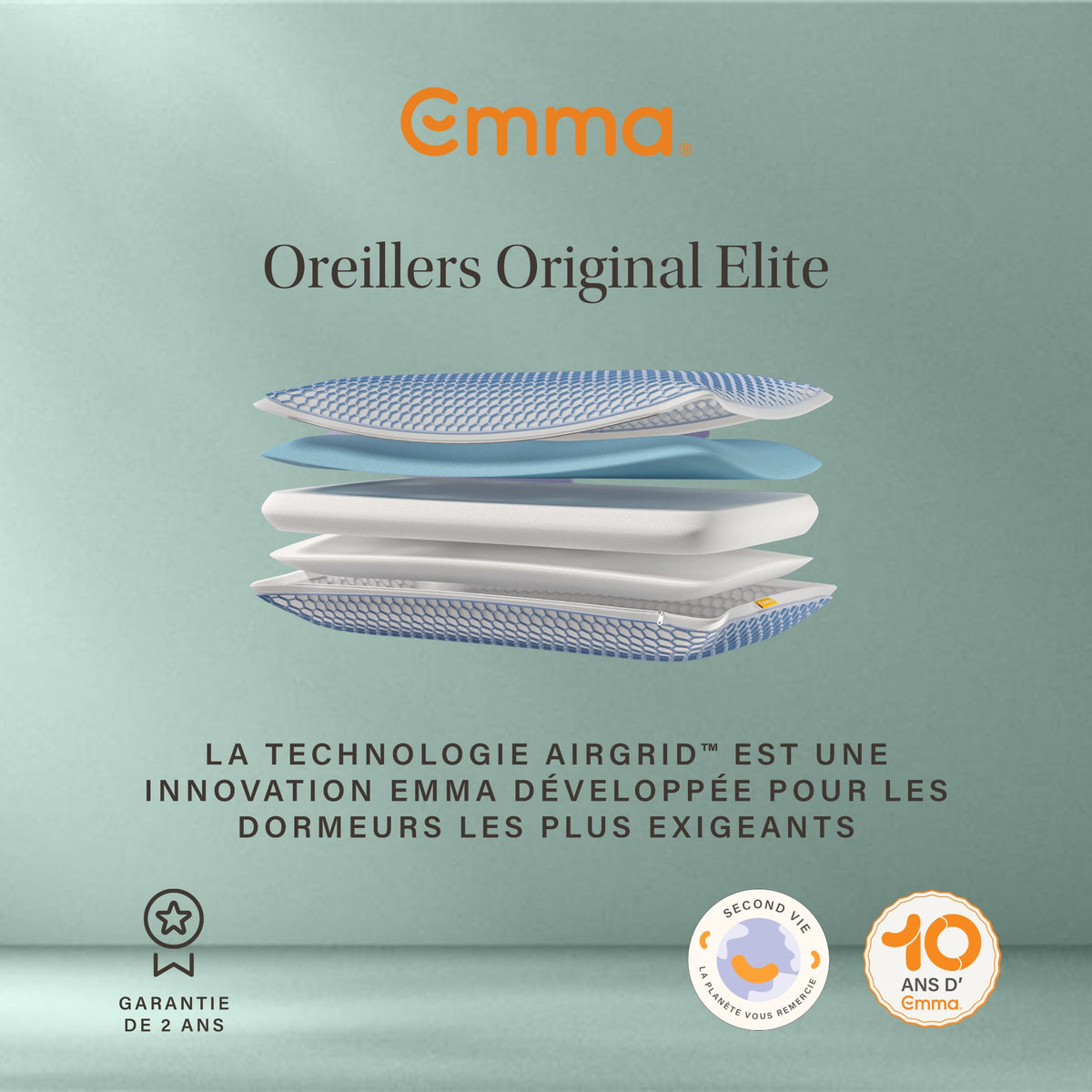 Pack matelas Emma Original + 2 oreillers reconditionnés