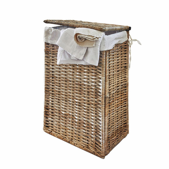 Panier à linge rotin LOBERON Marsac repliable en rotin et doublure coton — photo produit