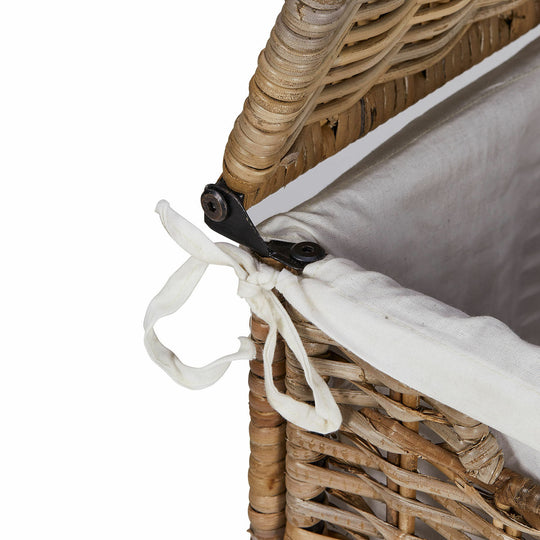 Panier à linge rotin LOBERON Marsac repliable en rotin et doublure coton — photo produit