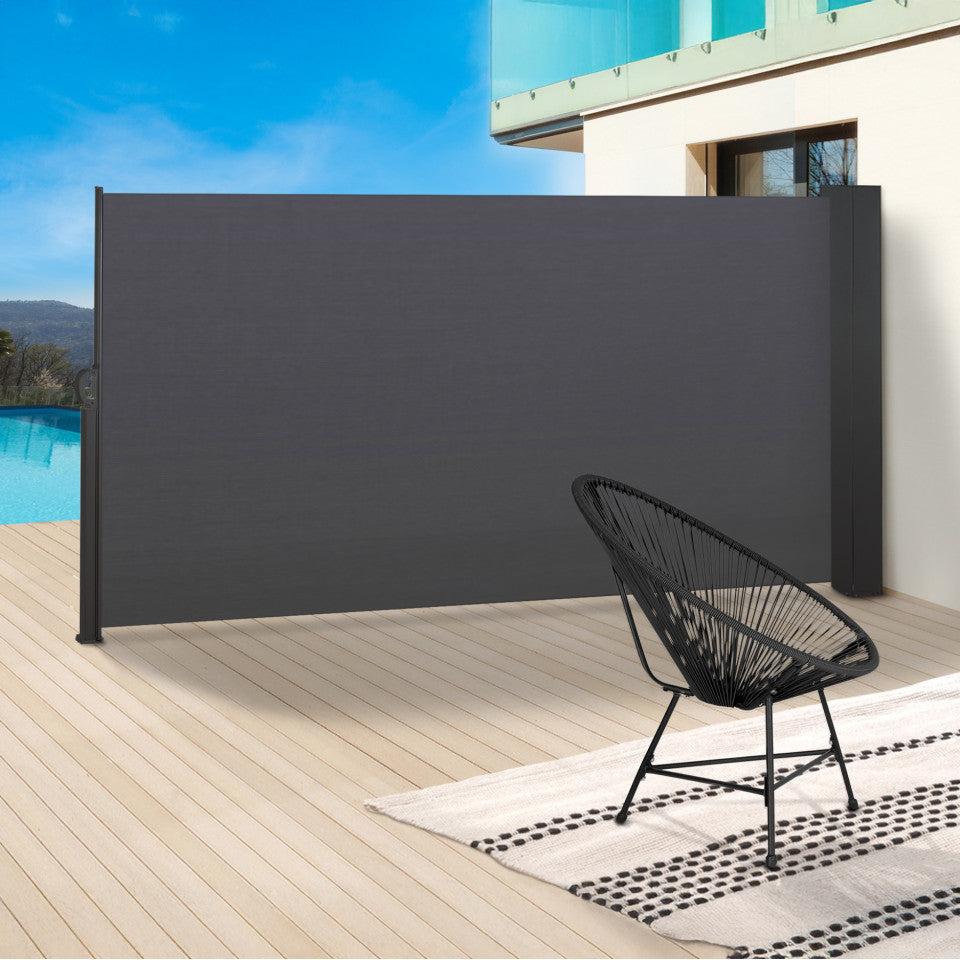 Paravent rétractable premium gris 1.4x2.5m