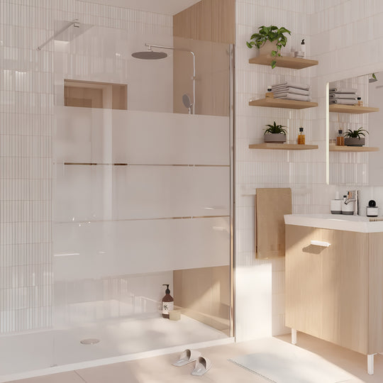 Paroi de douche à l'italienne SENSEA Easy verre sérigraphié, l.120 cm, Ep. 6 mm chromé